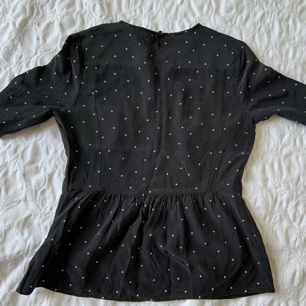 Fossil Black Top with White Polka Dots - Picture 2 of 5